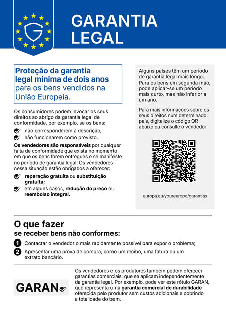 Aviso da UE sobre a garantia legal de conformidade