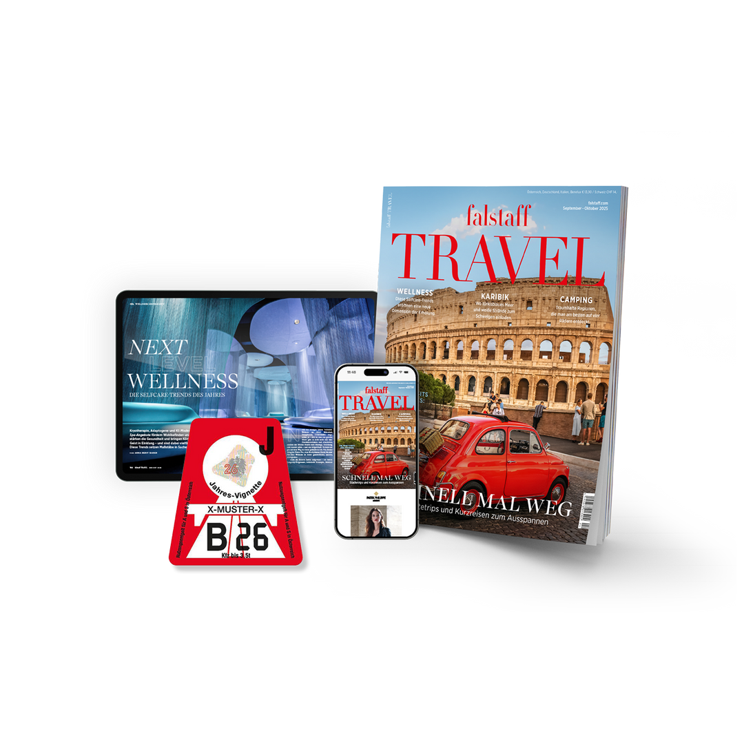 FALSTAFF TRAVEL MAGAZIN Abo & KFZ-Vignette 2026